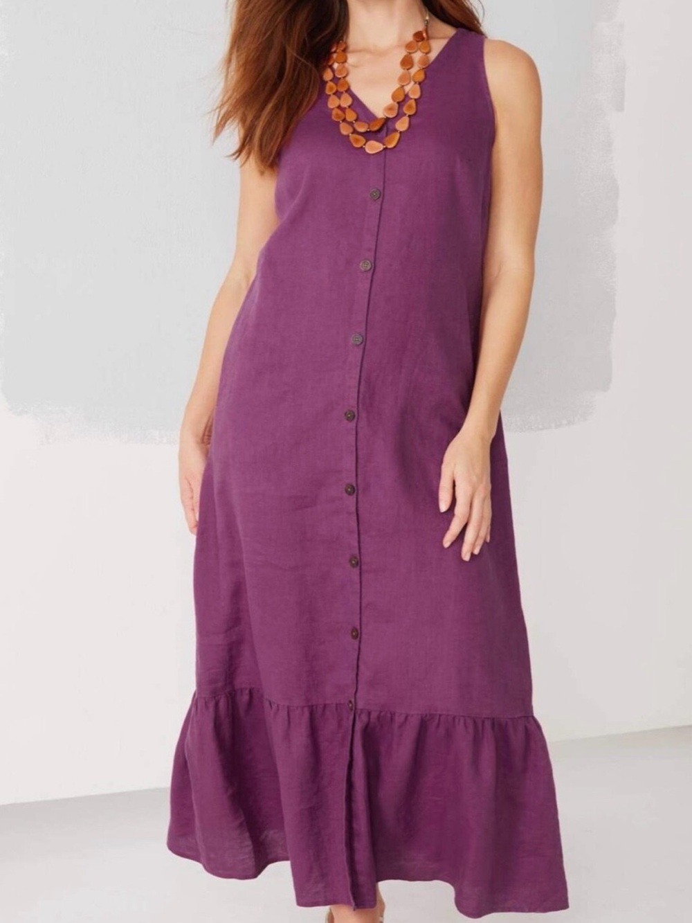 J. Jill Purple Sleeveless Button-Front Maxi Dress